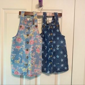 Set of 2 Denim Toddler Bib Dresses